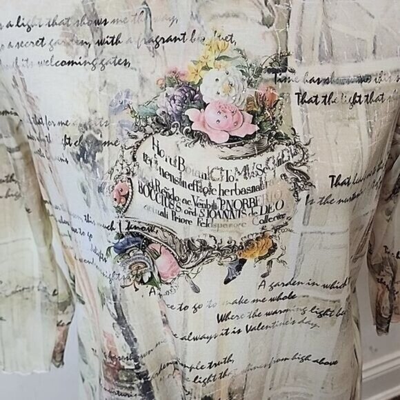 P Michael vintage Y2K 3/4 sheer leeves top W/beading Medium - Picture 2 of 7